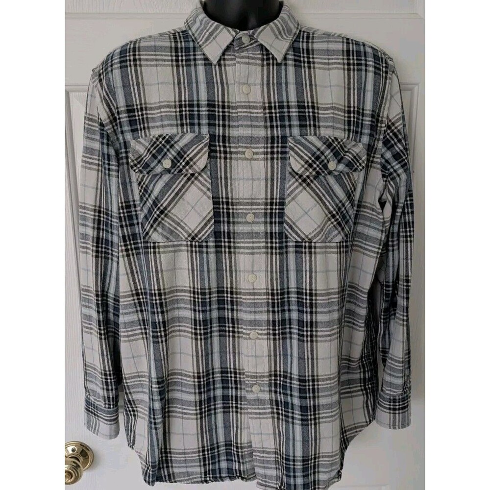 Vintage Pendleton Long Sleeve Flannel Shirt Plaid Men's Large Blue/Grey